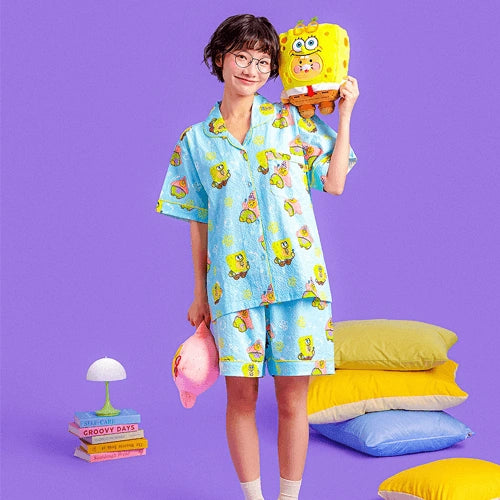 KAKAO Friends - Spongebob X Friends Women's Cooling Pajama Set (Ryan & Chunsik)