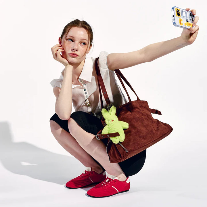 SAMO ONDOH - zipper shopper bag M suede brown